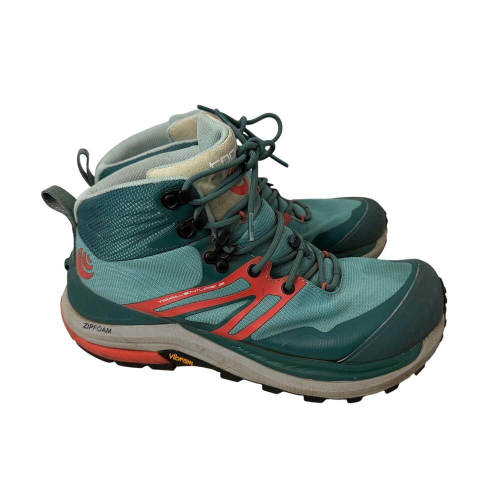 Topo Trailventure 2 Boots Womens Size 9 Teal Coral Vibram Soles Hiking